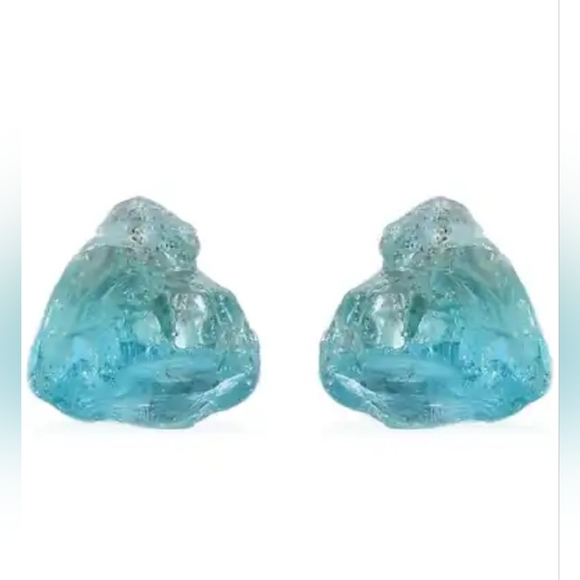 Rough Cut GENUINE Green Apatite Stud Earrings in Sterling Silver 925 8.35 ctw - Picture 5 of 9